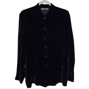 Vintage Gap Velevt Silk Blend Button Down Long Sleeve Long Tunic Top